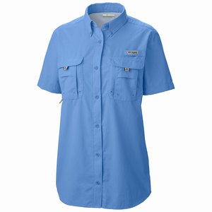 Columbia PFG Bahama™ Shortärmad Skjorta Dam Blå (JXNDT1392)